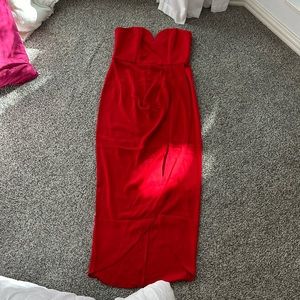 Red Shona Joy Bustier Draped Maxi Dress